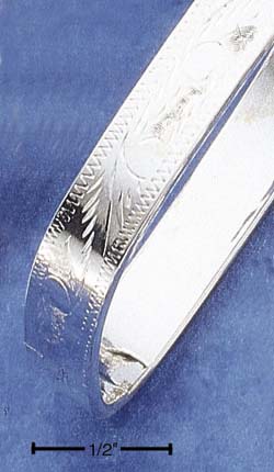 
Sterling Silver 10mm Etched Hinged Bangle Bracelet With Push In Closure
