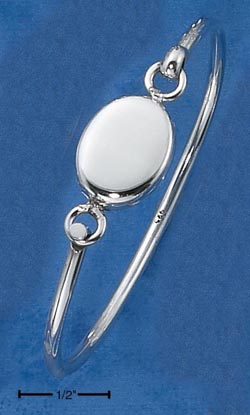 
Sterling Silver Engravable Center Piece Bangle Bracelet With Latch Hook
