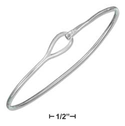 
Sterling Silver 2mm Wire Bangle Bracelet Loop Hook Closure
