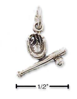 
Sterling Silver Antiqued Baseball Glove Bat and Ball Charm
