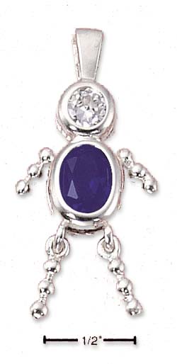 
Sterling Silver September Bead Boy Charm With Dark Blue Cubic Zirconia
