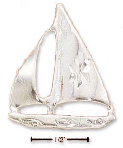 
Sterling Silver High Polish and Sparkle-Cut Sailboat Charm
