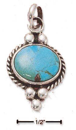 
Sterling Silver Simulated Turquoise Three Bead Bezel Setting Pendant
