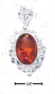 
SS Cabochon Genuine Amber Pendant With Fa
