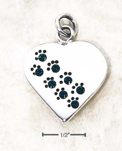 
SS May Cubic Zirconia Paw Print Heart Pendant (Backside Is Engravable)
