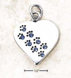 
Sterling Silver December Cubic Zirconia Paw Heart Pendant (Engravable)
