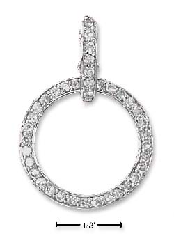 
Sterling Silver Open Circle Cubic Zirconia Pendant Removable Oval Bail
