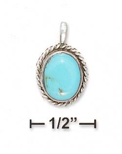 
Sterling Silver 8x10mm Oval Simulated Turquoise Pendant Roped Border
