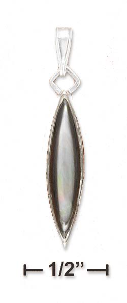 
Sterling Silver 4x22mm Gray Shell Pendant In Plain Setting
