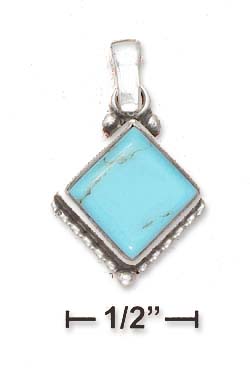 
Sterling Silver 9mm Tipped Simulated Turquoise Pendant Beaded Bottom
