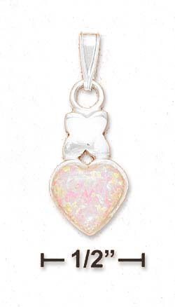 
Sterling Silver 8mm Simulated Pink Simulated Opal Heart Kiss Pendant
