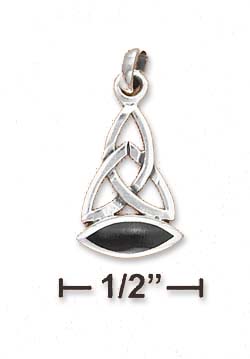 
Sterling Silver Celtic Design With Side Simulated Onyx Inlay Pendant
