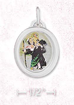 
Sterling Silver 16mm St. Christopher Pendant Clear Coating

