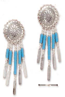 
Sterling Silver Small Concho With Simulated Turquoise Heshi Earrings
