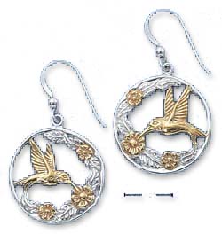 
Sterling Silver Two-Tone Humming Bird Earrings French Wires
