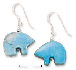 
Sterling Silver Simulated Turquoise Fetish Bear French-Wire Earrings
