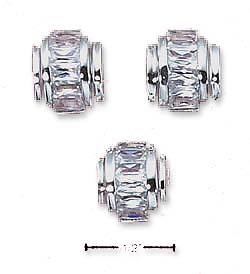 
Sterling Silver Clear Baguette Cubic Zirconia Earring Pendant Set With Plain Border
