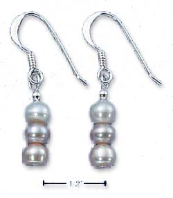 
Sterling Silver Triple Tricolor Freshwater Cultured Pearl French Wire Earrings
