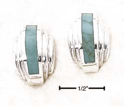 
Sterling Silver Stepped Dome Simulated Turquoise Inlay Post Earrings
