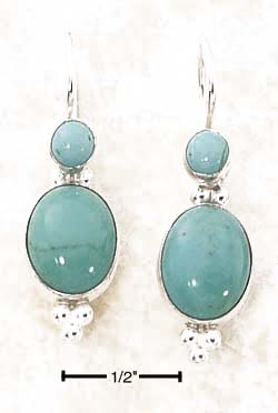 
Sterling Silver Oval Simulated Turquoise Dangle Earrings French Wire
