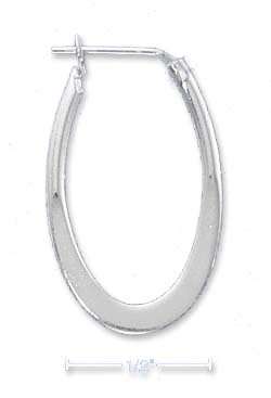 
Sterling Silver Simple Flat Oval Hoop Earrings Bar Closure

