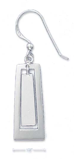 
Sterling Silver Rectangle With Cutout French Wire Earrings
