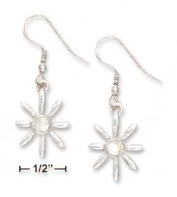 
Sterling Silver Flower Earrings 5mm Simulated Mother of Pearl Center
