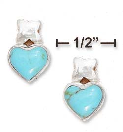 
Sterling Silver 8mm Simulated Turquoise Heart and Kiss Post Earrings
