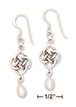 
Sterling Silver Celtic Knot White Freshwater Cultured Pearl Dangle Earrings
