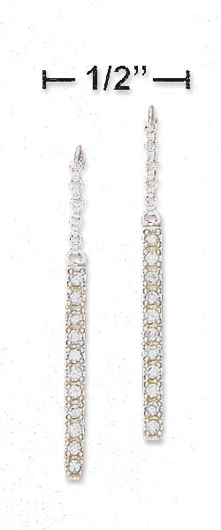 
Sterling Silver Rolo Chain and Cubic Zirconia Bar Dangle Post Earrings
