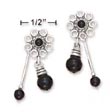 
SS Cabochon Onyx Floral Post Earrings Wit
