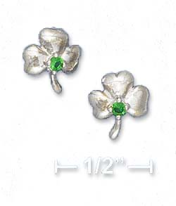 
Sterling Silver Shamrock Green Glass Post Earrings
