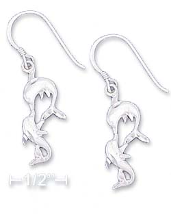 
Sterling Silver DC 10x19mm Flat Kissing Dolphins Earrings
