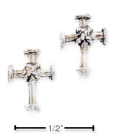 
Sterling Silver Small Cross With Center Rope Post Earrings
