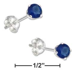 
Sterling Silver 4mm September Cubic Zirconia Post Earrings (Dark Blue)
