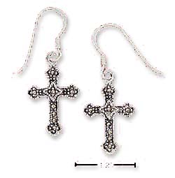 
Sterling Silver Marcasite Small Cross French Wire Earrings
