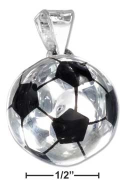 
Sterling Silver Large 3d Soccer Ball Black Accents Pendant
