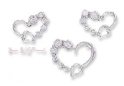 
Sterling Silver Cubic Zirconia Double Open Heart Journey Style Post Earring Pendant
