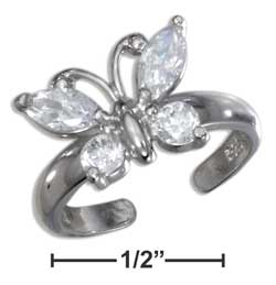 
Sterling Silver Marquise Round Clear Cubic Zirconia Butterfly Toe Ring
