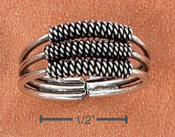 
Sterling Silver Triple Row With Triple Bali Coils Toe Ring
