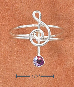 
Sterling Silver Double Shank G-Cleff Pink Crystal Toe Ring
