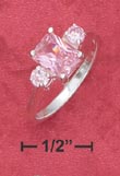 
Sterling Silver 5x8 Pink CZ With 3mm Pink
