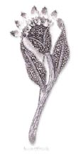 
Sterling Silver Marcasite Flower Pin Red 
