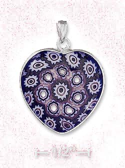 
Sterling Silver 3/4 Inch Murano GlaSterling Silver Heart Pendant (Colors Will Vary)
