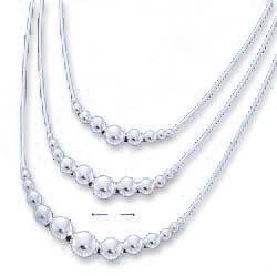 
Sterling Silver 20 Inch Triple strand LS Necklace With Graduated Beads
