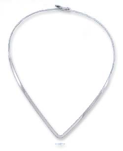 
Sterling Silver 3mm Flat V Collar Necklace With Hook Closure (16 Inch)
