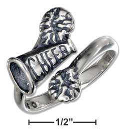 
Sterling Silver Cheer Megaphone pom-poms Adjustable Ring
