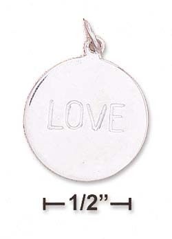 
Sterling Silver Rhodium Plated 18mm Round Love Disk Charm
