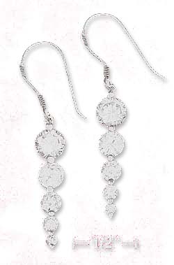 
Sterling Silver 1 1/4 Inch Round 5 Cubic Zirconia Graduated Earrings
