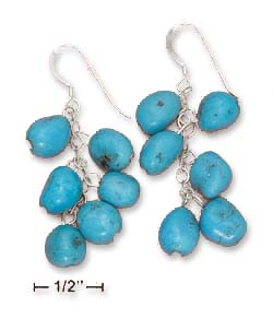
Sterling Silver Simulated Turquoise Pebble Bead Dangle Earrings (Appr. 1.5 Inch)
